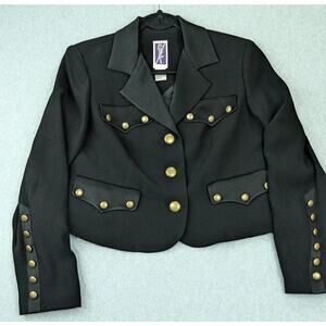 Zelda Blazer Womens 6 Cropped Military Gold Button Jacket Statement VTG Inspired
